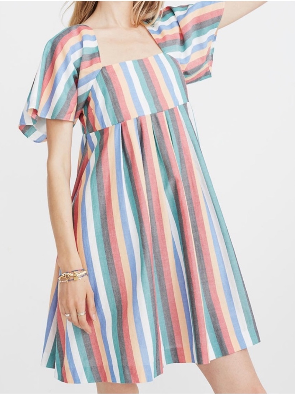 Madewell Square-Neck Mini Dress in Festival Stripe